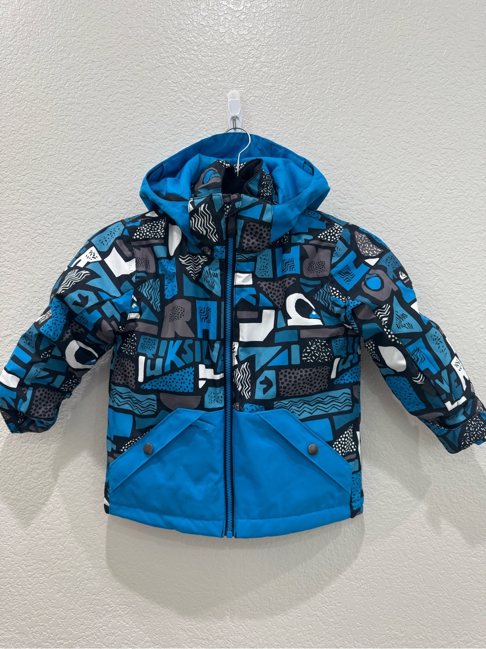 Quiksilver Snowboard Jacket Youth Size 3 Ski Blue DryFlight 10K Hood Grow System